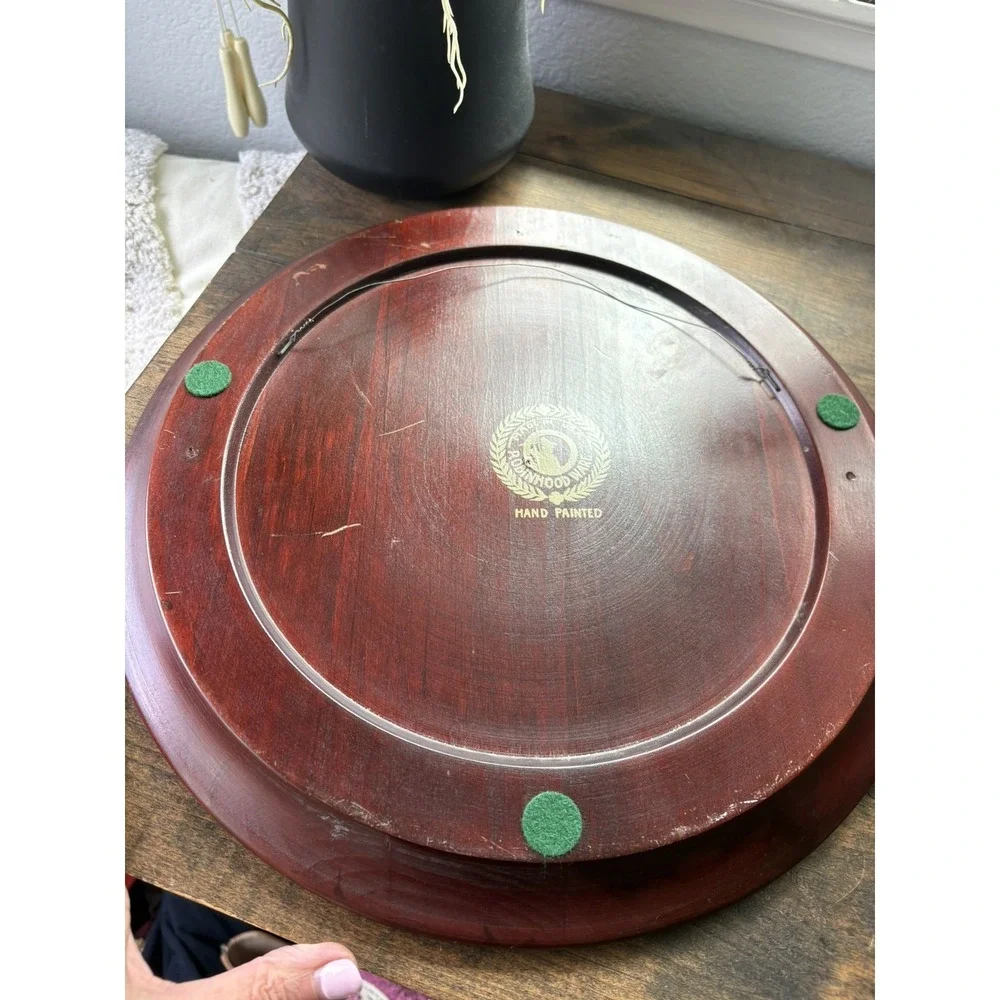 Vintage Robinhood Ware Wood Serving Tray Hand Painted Fruit & Flowers USA